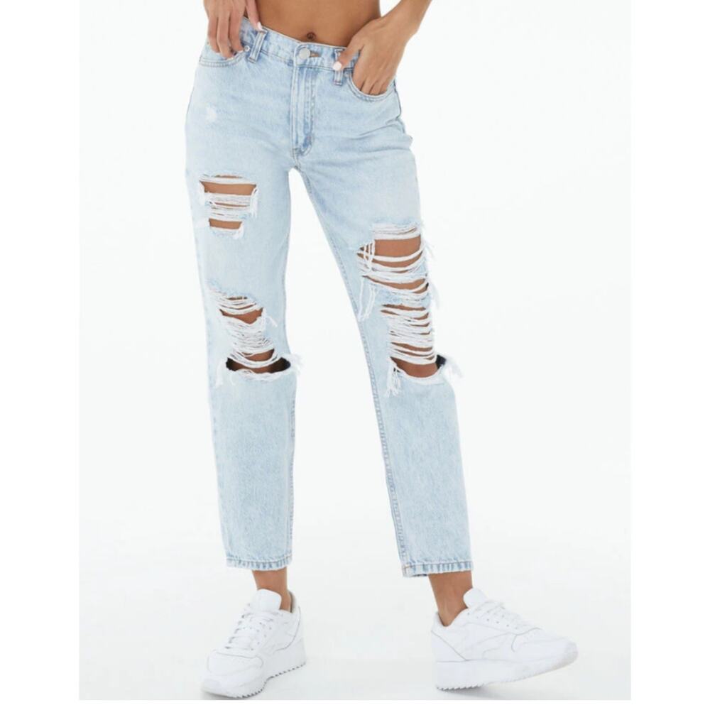 Aeropostale Mom Jean High Rise Distressed Light Blue Size 2